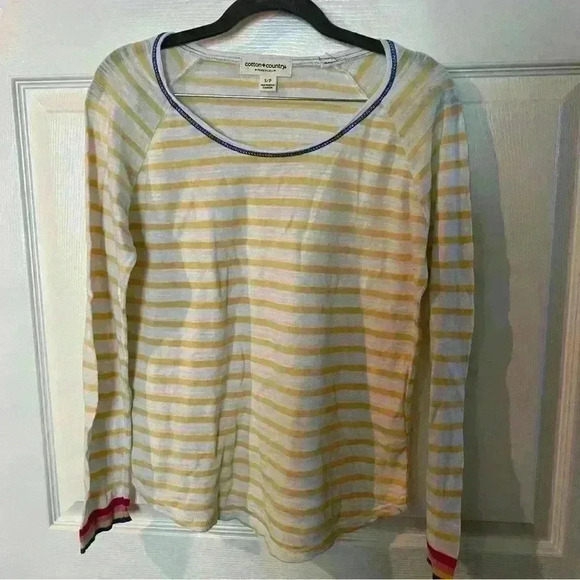 Cotton Country by Parkhurst 🇨🇦 Lightweight Striped Sweater with Sleeve Detail - Picture 1 of 5